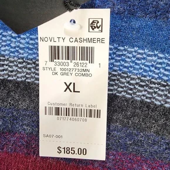 Club Room Aster Stripe Cashmere Sweater Men's XL Multicolored Crew Neck L/S - Picture 7 of 13